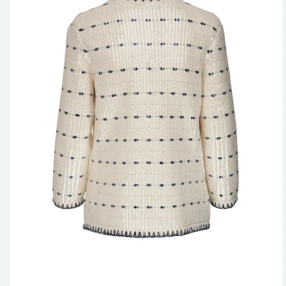 Veronica Beard Ceriani Sequined Knit Jacket Cream Tweed Jacket Cardigan size M - Picture 5 of 6